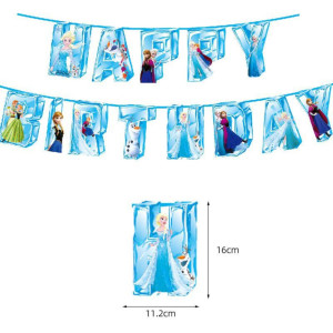 Напис картонний 16 см Happy Birthday Крижане серце Блакитний