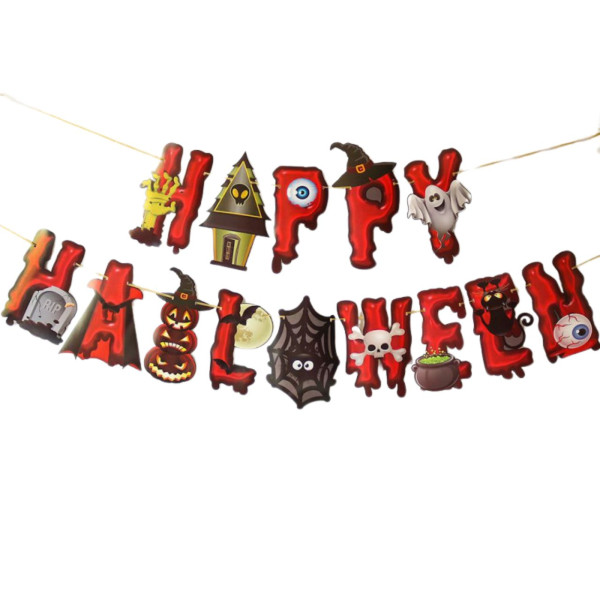 Напис картонний на Хелловін Happy halloween Червоний