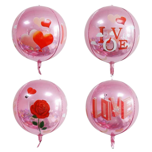 Куля фольгована сфера 22" 55 см з малюнком Love Рожевий Китай