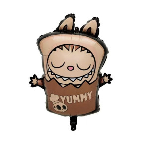 Куля фольгована фігурна 38×47 см Labubu Лабубу з написом Yummy Коричневий Китай