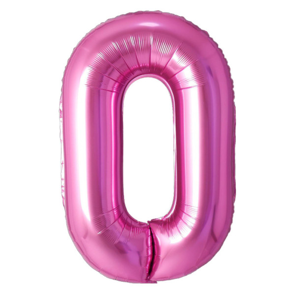 Куля фольгована Цифра 0 Металік 40" 100 см Рожевий Fungram Китай Уп
