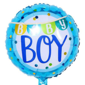 Куля фольгована кругла 18" 45 см з написом Baby boy Блакитний Китай
