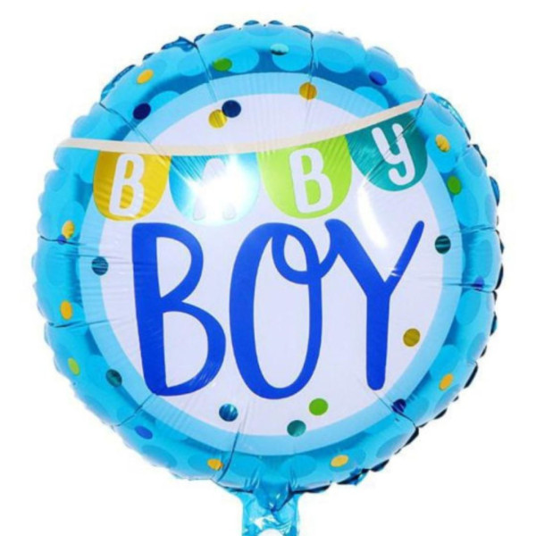 Куля фольгована кругла 18" 45 см з написом Baby boy Блакитний Китай