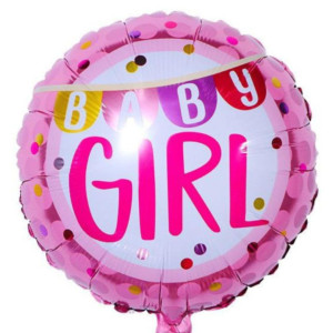 Куля фольгована кругла 18" 45 см з написом Baby girl Рожевий Китай