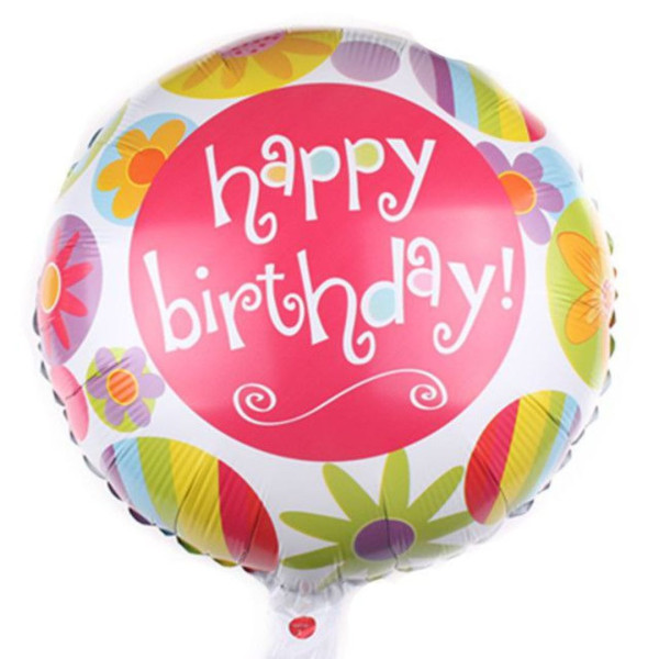 Куля фольгована кругла 18" 45 см з малюнком Happy birthday Різнокольоровий Китай