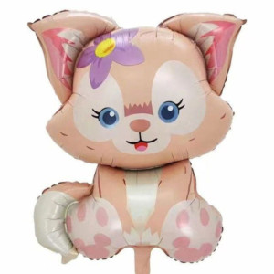 Шар фольгированный фигурный 80х60 см Милые зверята Лисенок Персик Китай