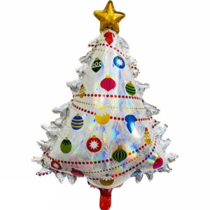 Куля фольгована фігурна 80х60 см Ялинка Merry Christmas Білий Китай