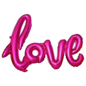 Куля фольгована напис надувний 108х64 см LOVE Фуксія Китай