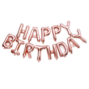 Куля фольгована напис надувний 40 см Happy Birthday Рожеве золото Китай