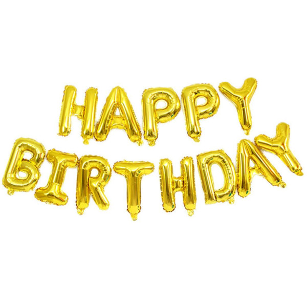 Куля фольгована напис надувний 40 см Happy Birthday Золото Китай