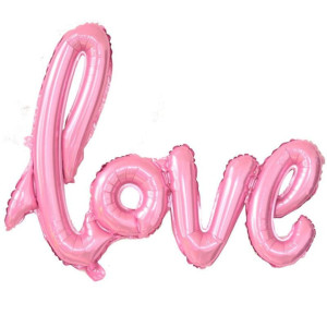 Куля фольгована напис надувний 50х34 см LOVE Рожевий Китай