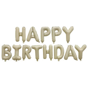 Куля фольгована напис надувний 40 см Happy Birthday Молочний Китай