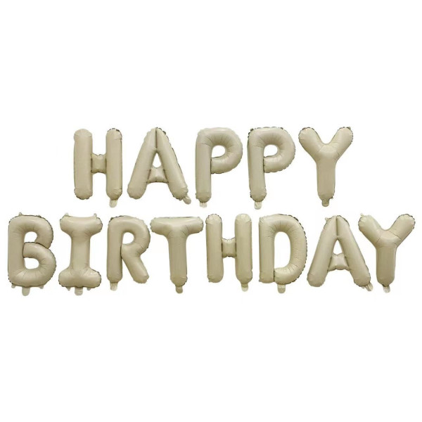 Куля фольгована напис надувний 40 см Happy Birthday Молочний Китай