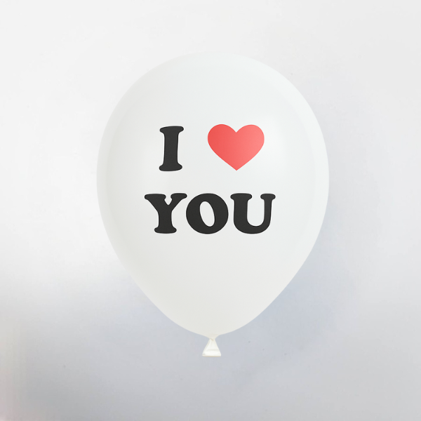 Повітряні кулі латекс білі з написом I love you на День Валентина оптом