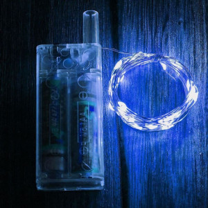 Гірлянда LED ниткова 3 метри Крапля роси Синє світло Батарейки