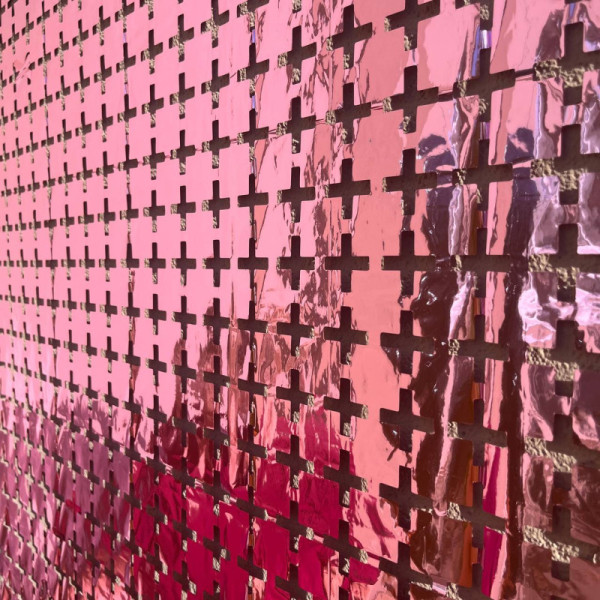 Фольгована шторка для фотозон 1 на 2 метри Дрібні квадрати Металік Рожевий Китай